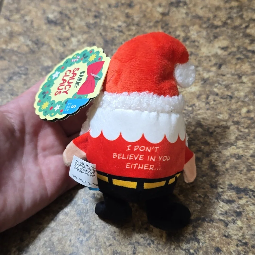 Bark‎ Saucy Claus Santa Plush Dog Toy NWT Size Small 0-20 Pounds